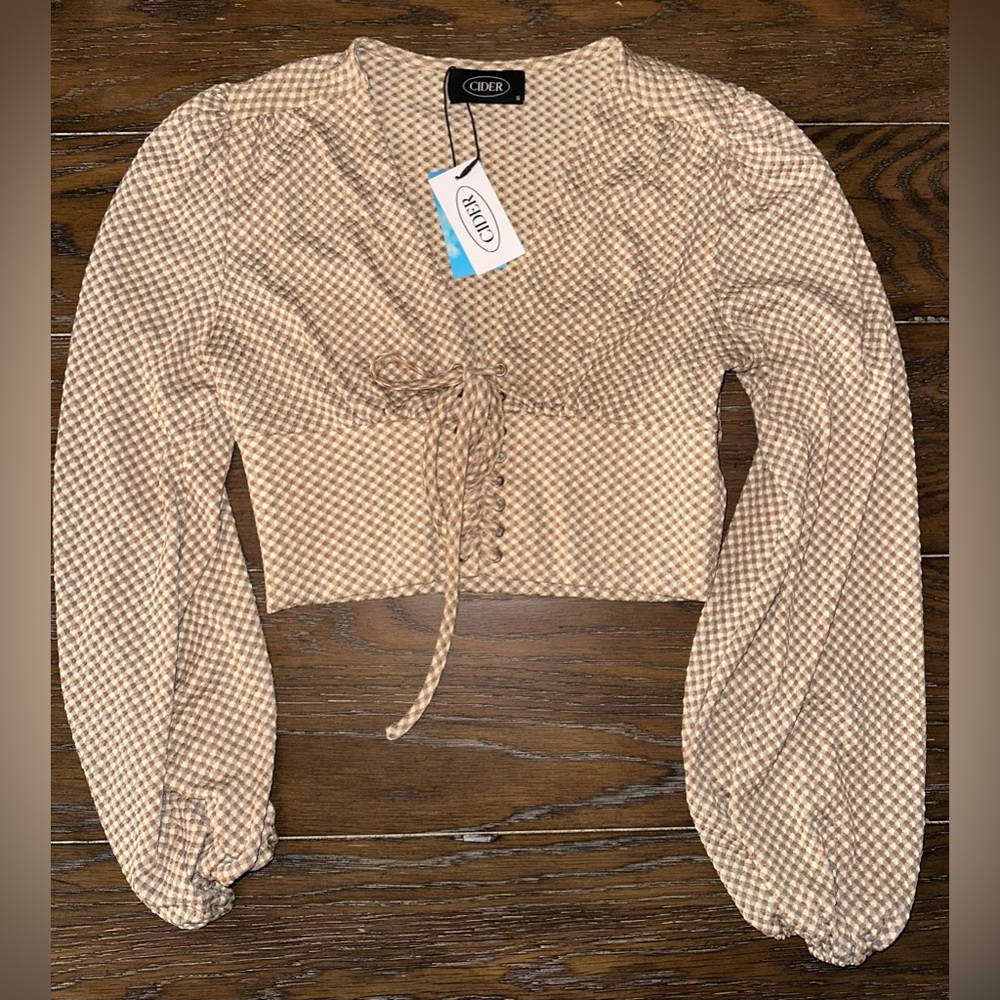 Beige Checkerboard Corset Top